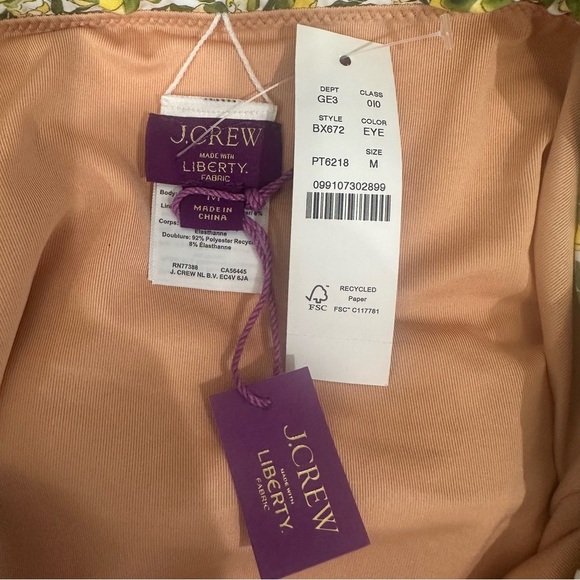 Jcrew Liberty Fabric Halter Top and High Waisted Botton Swim Bikini Green Yellow - Picture 6 of 9